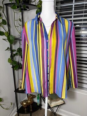 Sunny Leigh Multicolor Vertical Stripe Button-Down Shirt